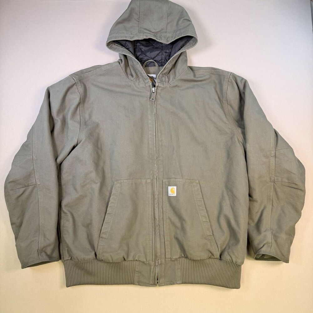 Carhartt Coat Jacket Moss Duck Canvas Hooded Insulated Quilted 104050 MOS 2XL